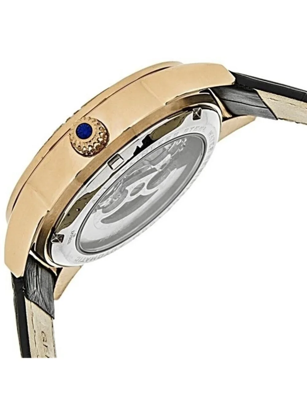 NWT Empress Godiva White Mother of Pearl Dial Black Leather Strap Automatic Ladi